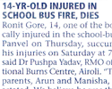 14-yr-Old injured in school bus fire, dies
